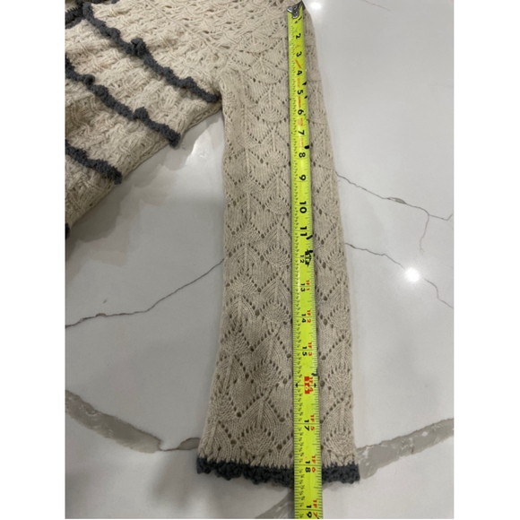 Odd Molly Y2K Wool Open Knit Crochet Cardigan Womens XS Coquette Fairy Ruffle - Picture 12 of 12